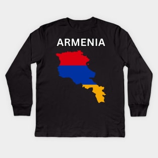Armenia Flag Map Kids Long Sleeve T-Shirt